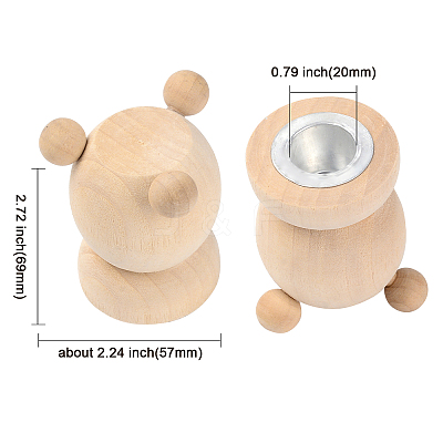 2Pcs Natural Wooden Candle Holder DJEW-GF0001-19-1