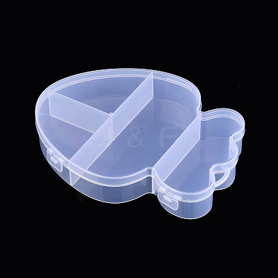 Strawberry 4 Grids Plastic Bead Storage Containers with Hinged Lid CON-T001-08-1