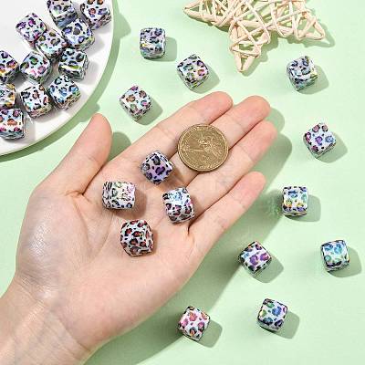 30Pcs UV Plating Opaque Acrylic Beads OACR-FS0002-56-1