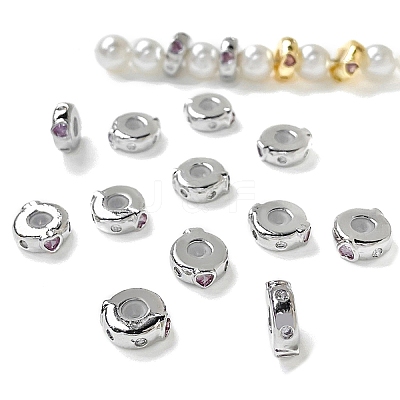 Valentine's Day Brass Micro Pave Clear Cubic Zirconia Beads KK-K361-06P-1
