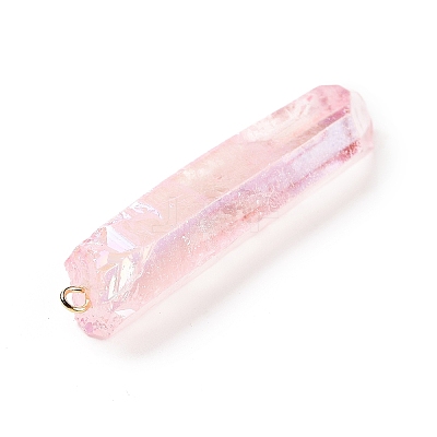Electroplated Natural Quartz Pendants G-P315-B01-08G-1