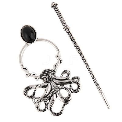 Tibetan Style Alloy Octopus Hair Sticks PW-WG3AEA5-02-1