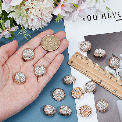 14Pcs 1-Hole Alloy Glass Shank Buttons BUTT-MA0001-16A-KCG-1