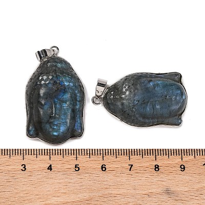 Natural Labradorite Carved Pendants G-B085-13P-1