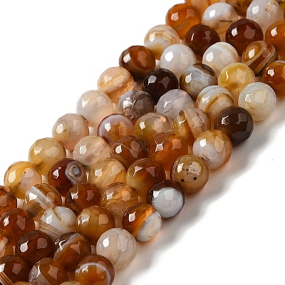 Natural Striped Agate/Banded Agate Beads Strands G-A246-8mm-10-1