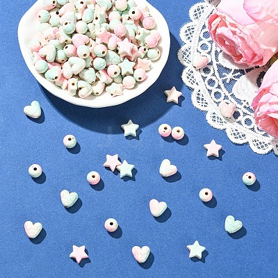 150Pcs Crackle Opaque Acrylic Beads OACR-YW0004-50-1