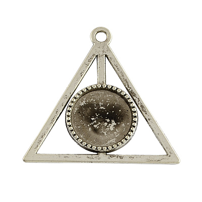 Tibetan Style Alloy Triangle Deathly Hallows Pendant Cabochon Settings X-TIBEP-322-AS-LF-1