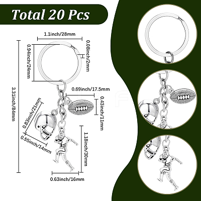 20Pcs Sports Alloy Keychains KEYC-SC00038-1