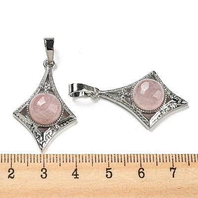 Natural Rose Quartz Pendants G-P517-03P-05-1