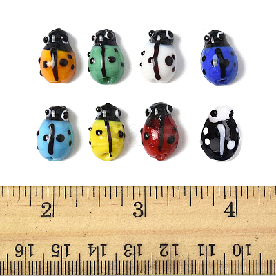 40pcs Ladybug Handmade Lampwork Beads Strands LAMP-FS0001-53B-1