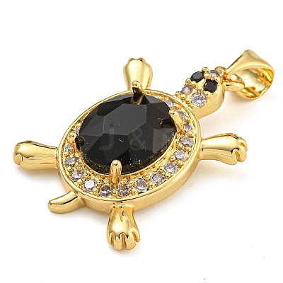 Tortoise Rack Plating Brass Micro Pave Cubic Zirconia Charms KK-G513-78A-03G-1