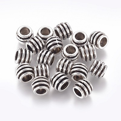 Tibetan Silver Alloy Barrel Large Hole European Beads X-LFH10203Y-NF-1