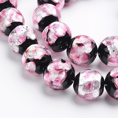 Handmade Silver Foil Glass Round Beads FOIL-I002-01-1