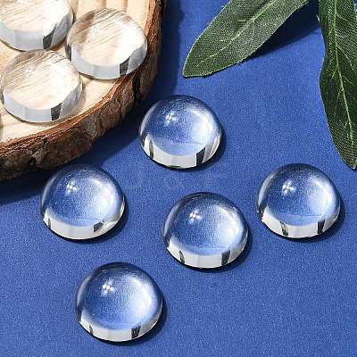 Transparent Half Round Glass Cabochons X-GGLA-R027-20mm-1