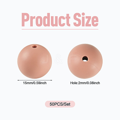 50Pcs Food Grade Eco-Friendly Silicone Beads SIL-TADJ0001-03D-1