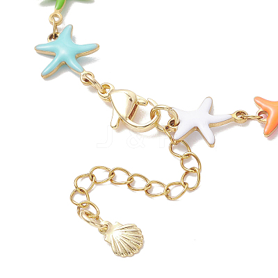 304 Stainless Steel Enamel Link Chain Bracelets BJEW-JB13026-1