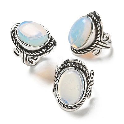 Opalite Adjustable Rings RJEW-I108-01AS-05-1