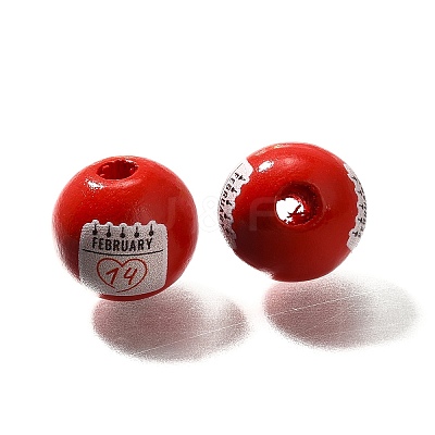 Valentine's Day Element Printed Wood Beads WOOD-R002-01-08-1