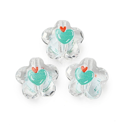 Transparent Printed Acrylic Beads OACR-H124-07-1