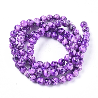 Opaque Spray Painted Glass Beads Strands GLAA-WH0015-43M-1