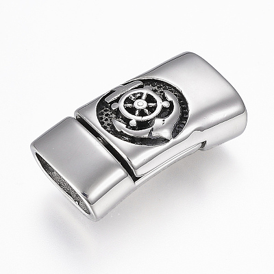 304 Stainless Steel Magnetic Clasps with Glue-in Ends X-STAS-F130-01AS-1
