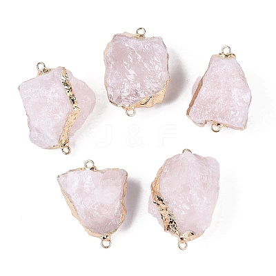 Raw Rough Natural Rose Quartz Nuggets Connector Charms G-Q606-08B-1
