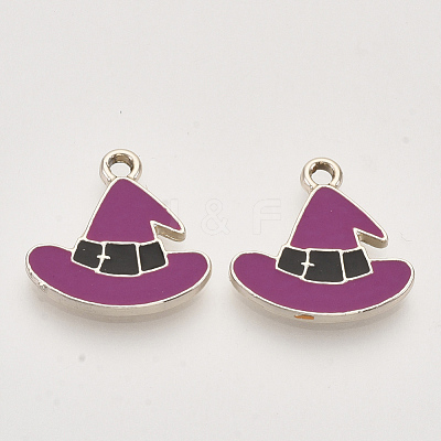 Light Gold Plated Alloy Enamel Pendants X-ENAM-T009-33B-1