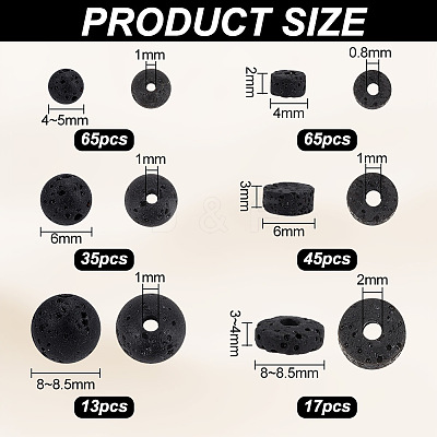 240Pcs 6 Styles Natural Lava Rock Beads G-OC0004-52-1