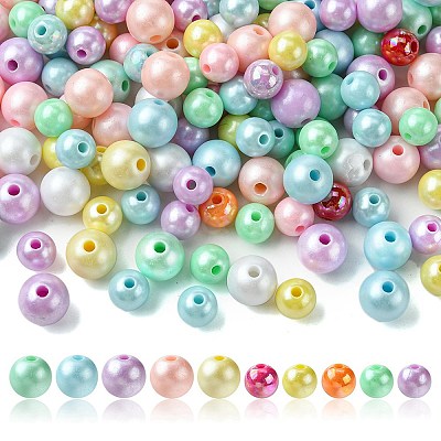 250Pcs 2 Styles Opaque Acrylic Beads MACR-FS0001-63-1