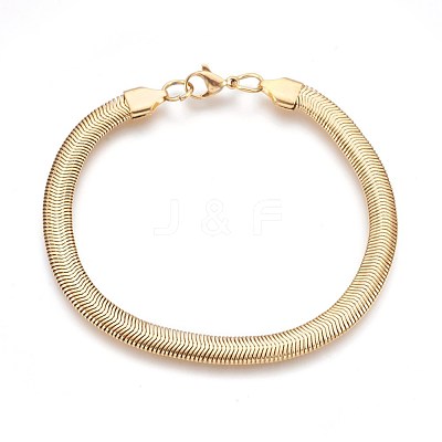 Ion Plating(IP) 304 Stainless Steel Herringbone Chain Bracelets BJEW-P235-20G-1