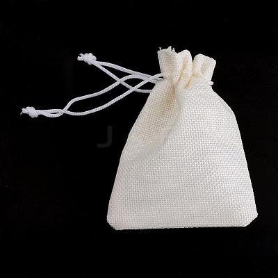 Polyester Imitation Burlap Packing Pouches Drawstring Bags ABAG-R005-18x13-21-1