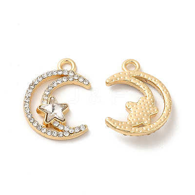 Rack Plating Alloy Crystal Rhinestone Pandants PALLOY-O106-04G-1