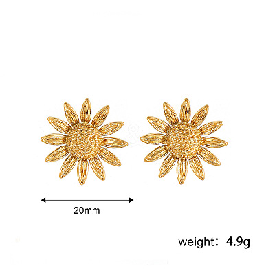 304 Stainless Steel Flower Stud Earrings for Women WGCA36C-01-1