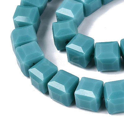 Opaque Glass Beads Strands GLAA-R041-8x8mm-C03-1