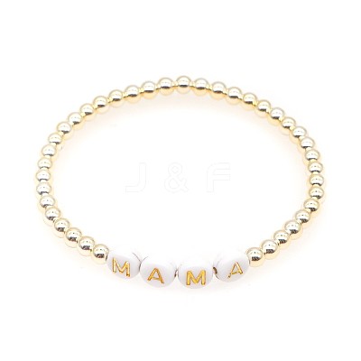 Mother's Day Brass Round Beads Strertch Bracelets SK3516-12-1