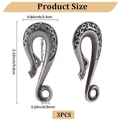 3Pcs Alloy S-Hook Clasps FIND-CP0003-47AS-1
