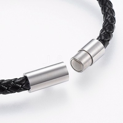Braided Leather Cord Bracelets BJEW-K206-B-03-1