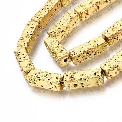 Electroplated Natural Lava Rock Beads Strands G-T114-63G-1