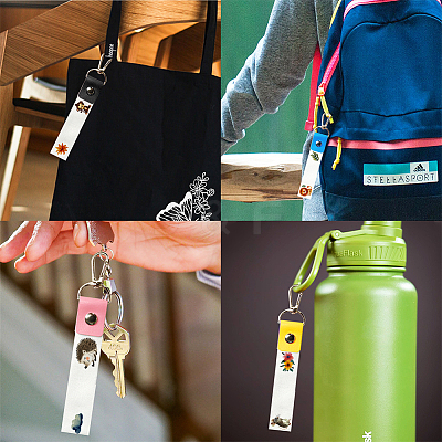 PU Leather & Cotton Name Marker Keychain AJEW-WH0514-012-1