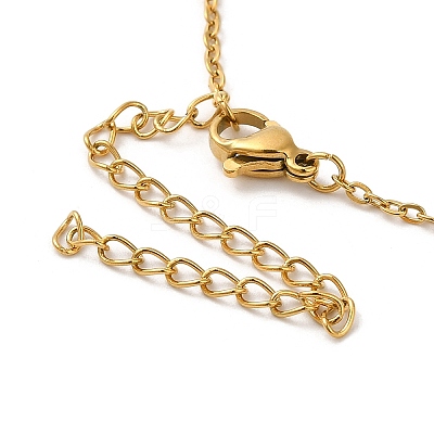 304 Stainless Steel Textured Star Pendant Necklaces for Women NJEW-H016-03G-1