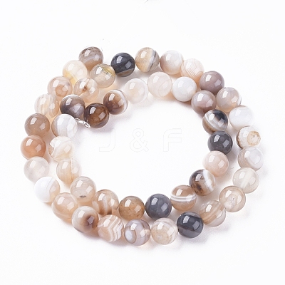 Natural Striped Agate/Banded Agate Beads Strands X-G-G582-8mm-57-1