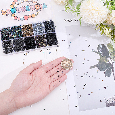 100G 10 Styles Glass Seed Beads SEED-PA0001-47-1