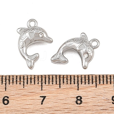 304 Stainless Steel with Crystal Rhinestone Charms RB-CBABFDA-11G-P-1