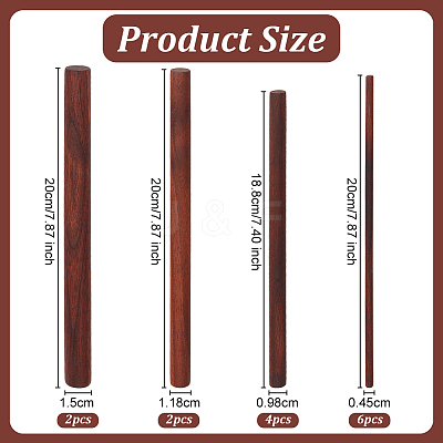 14Pcs 4 Styles Walnut Wood Craft Sticks WOOD-OC0003-77-1
