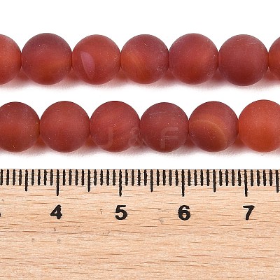 Frosted Natural Red Agate Beads Strands G-F372-8mm-01-1