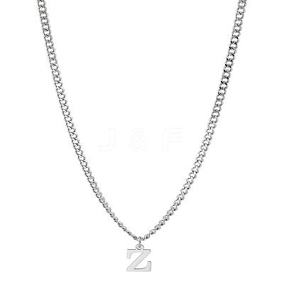 1Pc 304 Stainless Steel Letter Pendant Necklaces NJEW-LP0001-33Z-P-1