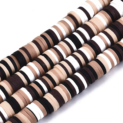 Handmade Polymer Clay Beads Strands CLAY-R089-6mm-090-1