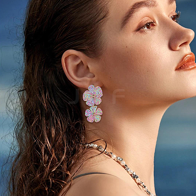 1 Pair Alloy Raffia Grass Stud Earrings EJEW-SP0001-19B-1