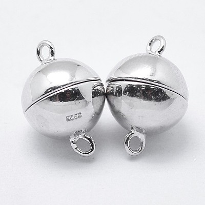 Rhodium Plated 925 Sterling Silver Magnetic Clasps STER-F037-098P-12mm-1