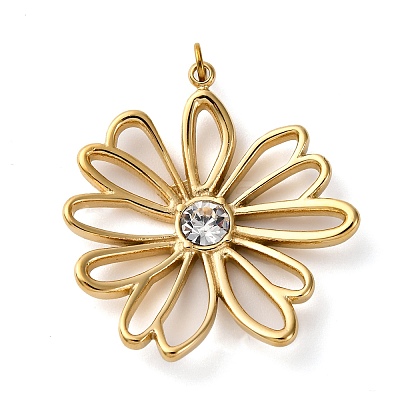 316 Stainless Steel Rhinestone Pendants STAS-K258-39A-G-1